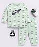 Clt.s Cotton Knit Full Sleeves Panda Printed Coordinating Night Suit Set - Green
