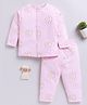 Clt.s Cotton Knit Full Sleeves Moons & Stars Printed Coordinating Night Suit Set - Pink
