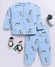 Clt.s Cotton Knit Full Sleeves Penguins Printed Coordinating Night Suit Set  - Blue