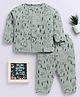 Clt.s Cotton Knit Full Sleeves Bears Printed Coordinating Night Suit Set - Green
