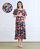 MomToBe Rayon Woven Half Puffed Sleeves Floral Printed Maternity Dress With Side Zipper Nursing Access - Multi Colour