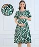 MomToBe Rayon Woven Half  Sleeves Floral Printed Maternity Dress With Side Zipper Nursing Access - Castleton Green
