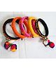 Kamule Navratri Theme Set Of 5 Mirror Work & Pom Pom Detailed Bangles - Multi Colour