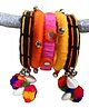 Kamule Navratri Themed Set Of 5 Thread Detailed With Shells & Pom Pom Embellished Bangles - Multi Colour