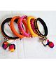 Kamule Navratri Themed Set Of 5 Thread Detailed With Shells & Pom Pom Embellished Bangles - Multi Colour