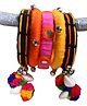 Kamule Navratri Themed Set Of 5 Thread Detailed With Shells & Pom Pom Embellished Bangles - Multi Colour