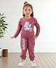 BABY CLOSET Cotton Knit Full Sleeves Unicorn Printed Light Winter Sweatshirt & Joggers - Wine