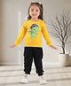 BABY CLOSET Cotton Knit Full Sleeves DJ Dino Printed Light Winter Sweatshirt & Joggers - Yellow & Black