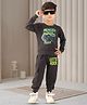 BABY CLOSET Cotton Knit Full Sleeves Monster Truck Printed Light Winter Sweatshirt & Joggers - Charcoal Grey