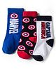 Pine Kids Marvel Knit Ankle Length Antibacterial Socks with Avengers Graphic Pack of 3 - Navy Blue White & Red