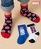 Pine Kids Marvel Knit Ankle Length Antibacterial Socks with Avengers Graphic Pack of 3 - Navy Blue White & Red