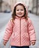 Babyhug Woven Full Sleeves Solid Color Hooded Quilted Jacket - Pink