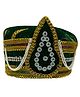Kaku Fancy Dresses Stones & Lace Embellished Royal King Turban Fancy Dress Accessory - Green