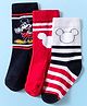 Pine Kids Disney Knit Ankle Length Anti-Bacterial Socks with Mickey Mouse Graphic Pack of 3 - Red & White