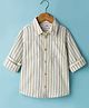 Kookie Kids Cotton Woven Full Sleeves Shirt with Vertical Stripes Print - Offwhite & Yellow
