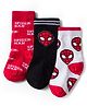 Pine Kids Marvel Knit Ankle Length Antibacterial Socks with Spider-Man Graphic Pack of 3 - Red Black & White