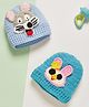 MayRa Knits Knitted Knit pack Of 2 Animals Crochet Caps - Blue & Green