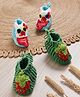 MayRa Knits Hand Knitted Pack Of 2 Strawberry & Kitten Crochet Designed Socks - Blue & Green