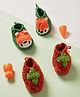 MayRa Knits Hand Knitted Knit Pack Of 2 Strawberry & Animal Crochet Designed Socks  - Green & Red