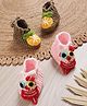 MayRa Knits Hand Knitted Knit Pack Of 2 Fruits & Animal Crochet Designed Socks - Pink & Brown