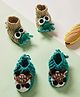 MayRa Knits Hand Knitted Knit Pack Of 2 Animals Crochet Designed Socks - Brown & Green