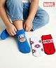 Cute Walk by Babyhug Marvel Knit Ankle Length Socks With Captain America Graphics Pack Of 3 - White Red & Blue