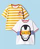 Honeyhap Marvel Single Jersey Knit Oversize Drop Shoulder Half Sleeves T-Shirt with Iron Man Graphic Pack of 2 - Yellow & White