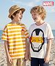 Honeyhap Marvel Single Jersey Knit Oversize Drop Shoulder Half Sleeves T-Shirt with Iron Man Graphic Pack of 2 - Yellow & White