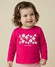 Babyoye 100% Cotton Solid Dyed Knit Full Sleeves T-Shirts with Floral Print - Dark Pink