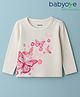 Babyoye 100% Cotton Solid Dyed Full Sleeves T-Shirt with Butterfly Print - White
