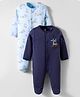 I Bears Interlock Knit Full Sleeves Footed Sleepsuit With Tropical Theme Print Pack Of 2 - Navy Blue