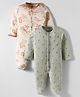 I Bears Interlock Knit Full Sleeves Sleepsuit With Animal Print Pack Of 2 - Multicolour