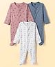 I Bears Interlock Knit Full Sleeves Footed Night Suit With Animal Print Pack Of 3 - Blue White & Rose Gold