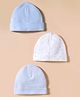 I Bears Interlock Knit Striped & Star Printed Caps Pack of 3 Multicolor - Diameter 11 cm