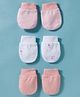 I Bears Interlock Knit Mittens with Stripes & Floral Print Pack of 3 - White & Pink