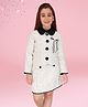 Cutecumber Flannel Woven Full Sleeves Textured Coat And Skirt Set - Cream