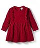 Babyhug Knitted Full Sleeves Woollen Dress With Cable Knit Design - Maroon