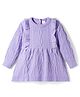 Babyhug Knit Full Sleeves Woollen Dress with Cable Knit Design & Frill Detailing - Lavender