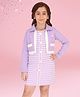 Cutecumber Waffle Knit Sleeveless Winter Striped Dress With Full Sleeves Shrug - Purple