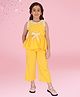 Cutecumber Cotton Woven Sleeveless Floral Printed Bow Applique Detailed Top & Coordinating Culottes Set - Yellow