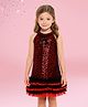 Cutecumber Knit Sleeveless Sequin Embellished & Ruffle Detailed Dress - Maroon