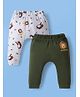 Doodle Poodle 100% Cotton Single Jersey Knit Full Length Diaper Leggings With Animal Print Pack Of 2 - White & Green