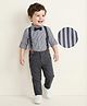 Mark & Mia Woven Full Sleeves Striped Party Shirt & Trouser Set With Bow & Suspender -  Blue
