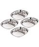 CutTales Pack Of 4 Stainless Steel 3 Compartment Snack & Dinner Plates For Kids And Adults | BPA Free, NonToxic And Dishwasher Safe Plate