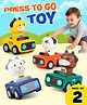 Fiddlerz Press and Go Inertia Car Toy Set for Kids Cartoon Animal Push & Go Cars Friction Powered Vehicles Educational Toys for Boys & Girls Age 3+ Pack of 2