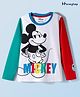 HoneyHap Disney Single Jersey Knit Full Sleeves T-Shirt with Mickey Mouse Graphic & Badge Detailing - White Red & Green