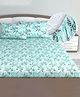 Divine Casa 144 TC Floral Mint Green King Size 100% Cotton Fitted Bedsheet with 2 Pillow Covers (200 X 150 cm)