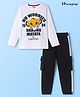 HoneyHap Disney Single Jersey Knit Full Sleeves T-Shirt & Lounge Pant Set with Lion King Graphic - Black & White