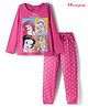 HoneyHap Disney Single Jersey Knit Full Length Night Suit With Disney Princess Graphics - Pink