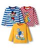 Babyhug Disney Single Jersey Knit Full Sleeves T-Shirts with Mickey & Friends Graphic Pack of 3 - Yellow Blue & Red